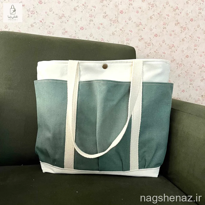 توت بگ پارچه ای سه جیب فیلی (زیپ دار)